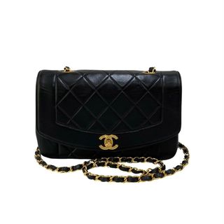 シャネル(CHANEL)の極 美品 保存箱 袋付 カード シール有 2番台 CHANEL シャネル マトラッセ ダイアナフラップ ラムスキン ショルダーバッグ ブラック 99835(ショルダーバッグ)