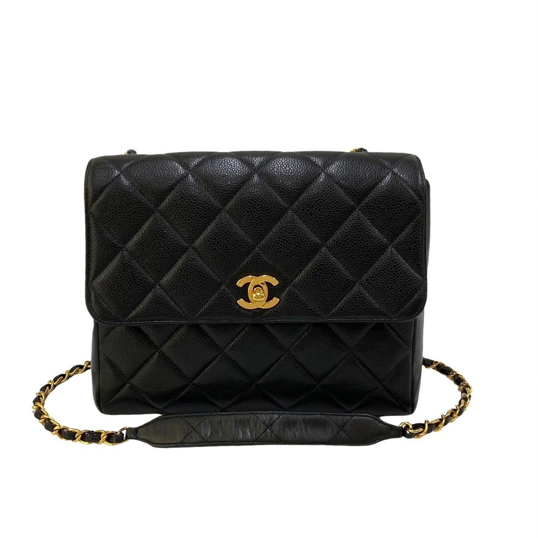 CHANEL(シャネル)の極 美品 シール有 3番台 CHANEL シャネル マトラッセ ココマーク マットキャビアスキン チェーン ショルダーバッグ ブラック 12309 レディースのバッグ(ショルダーバッグ)の商品写真