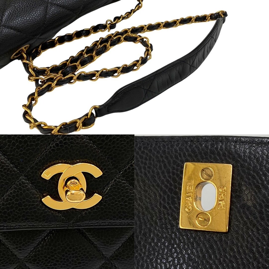 CHANEL(シャネル)の極 美品 シール有 3番台 CHANEL シャネル マトラッセ ココマーク マットキャビアスキン チェーン ショルダーバッグ ブラック 12309 レディースのバッグ(ショルダーバッグ)の商品写真