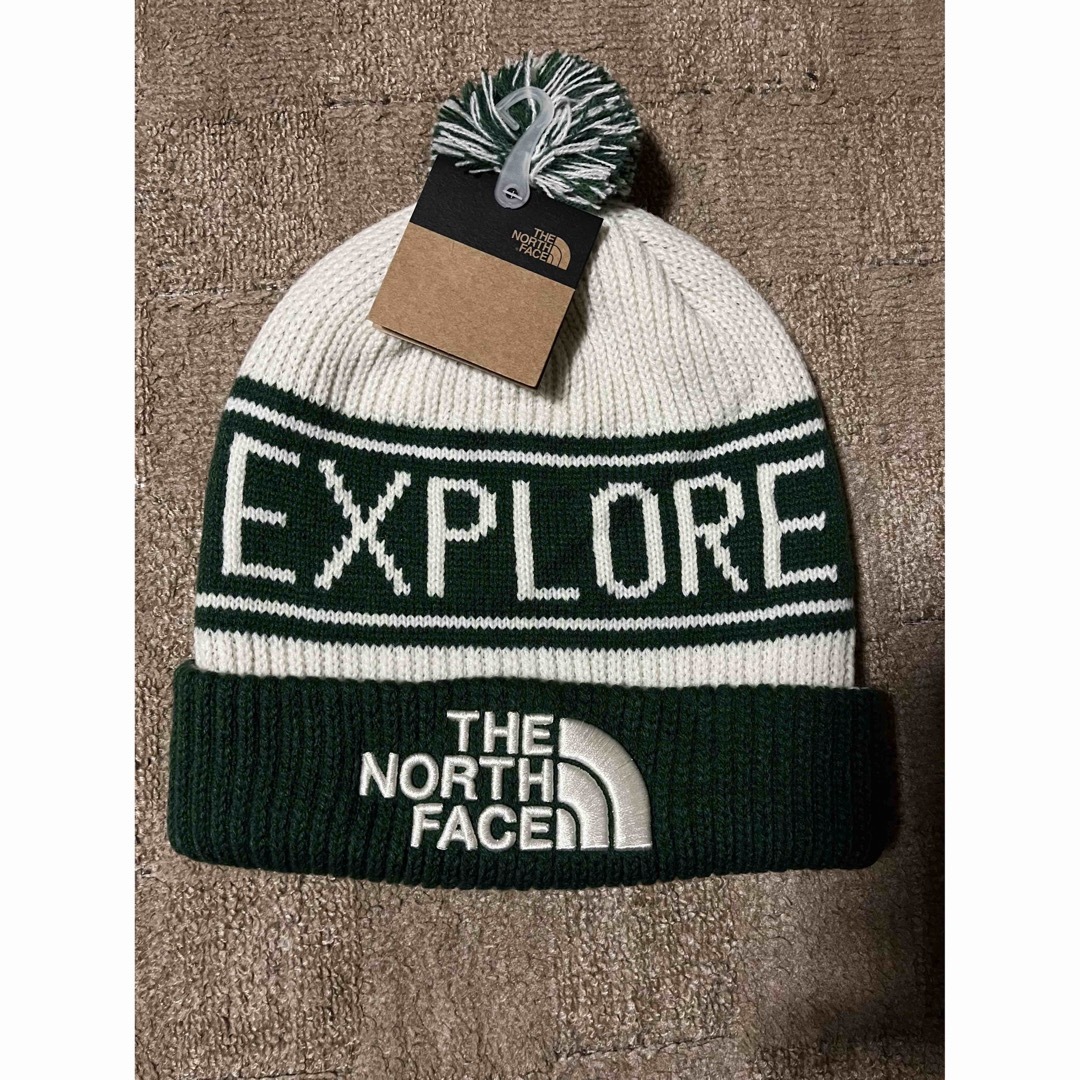 ニット帽/ビーニーノースフェイス　Retro TNF Pom Beanie グリーン/ホワイト