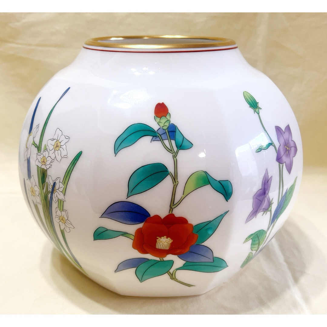 インテリア/住まい/日用品有田焼　香蘭社　茶席の花　絵変わり　八角花瓶　花器　飾り壷