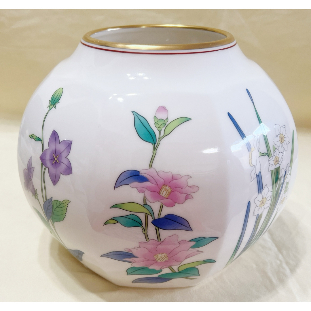 インテリア/住まい/日用品有田焼　香蘭社　茶席の花　絵変わり　八角花瓶　花器　飾り壷