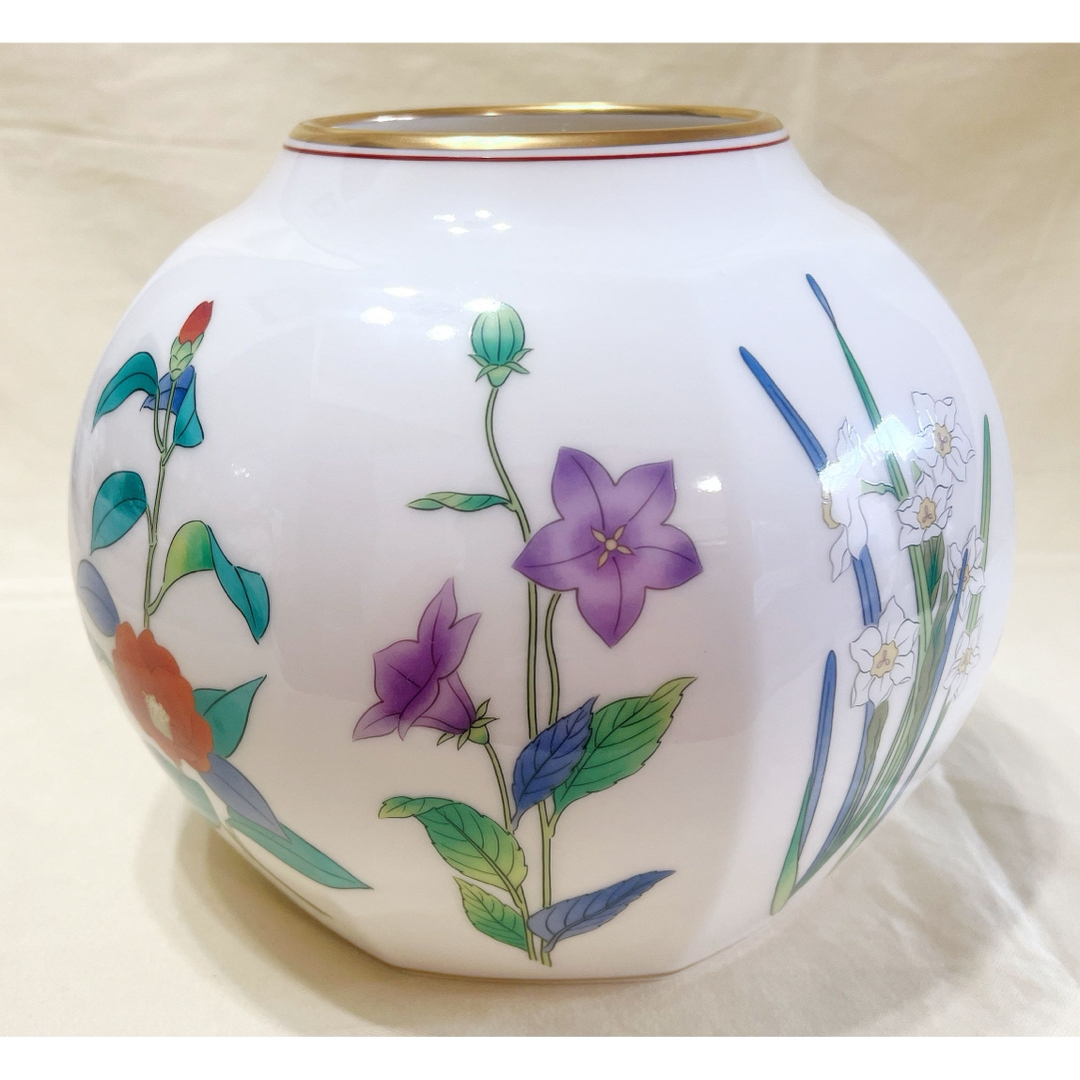 インテリア/住まい/日用品有田焼　香蘭社　茶席の花　絵変わり　八角花瓶　花器　飾り壷