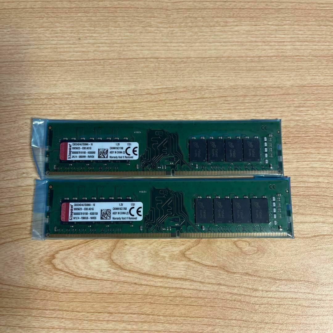 【美品】メモリ DDR4 16GB PC4-19200(DDR4-2400)×2PC/タブレット