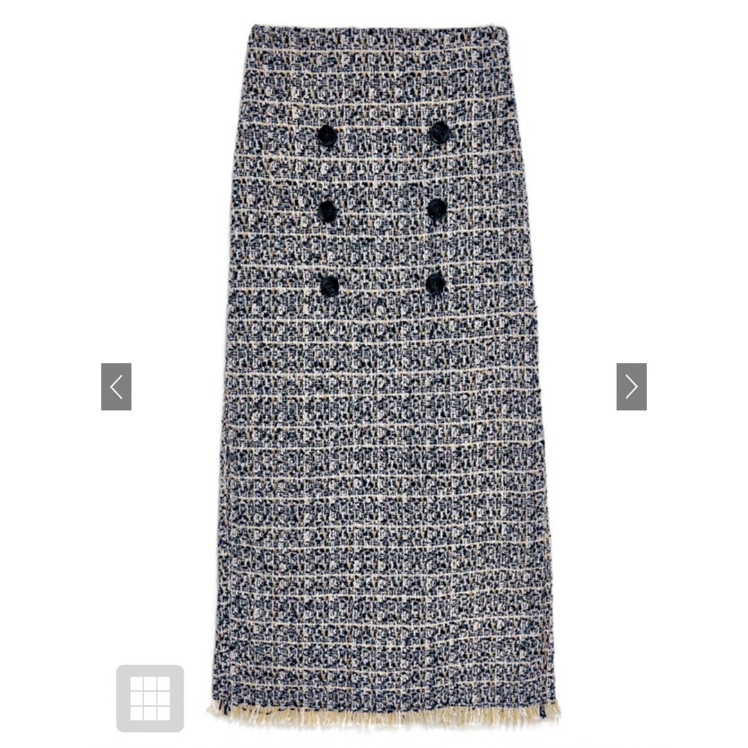GRL(グレイル)のツイードバックスリットフリンジタイトスカート[gm632]   レディースのスカート(ロングスカート)の商品写真