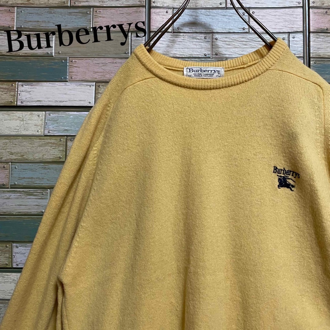 BURBERRYの90【90's】バーバリーズ　ニット　セーター　ワンポイント刺繍ロゴ　エルボーパッチ