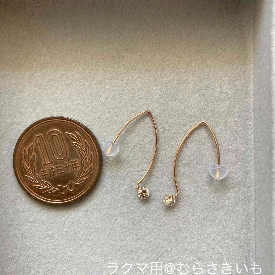 0.24カラット ダイヤ K18 PG ロング フック ピアス レディースのアクセサリー(ピアス)の商品写真