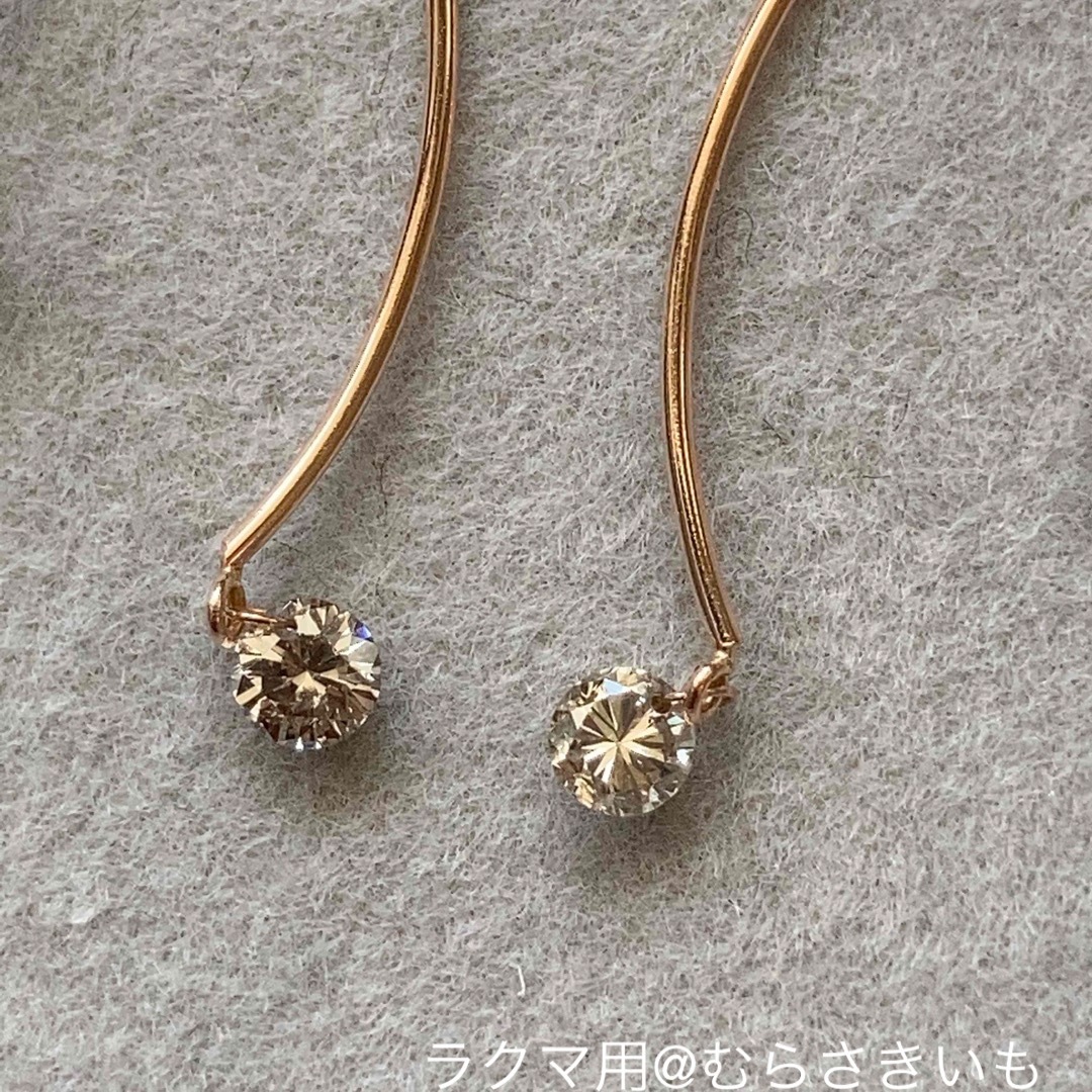 0.24カラット ダイヤ K18 PG ロング フック ピアス レディースのアクセサリー(ピアス)の商品写真