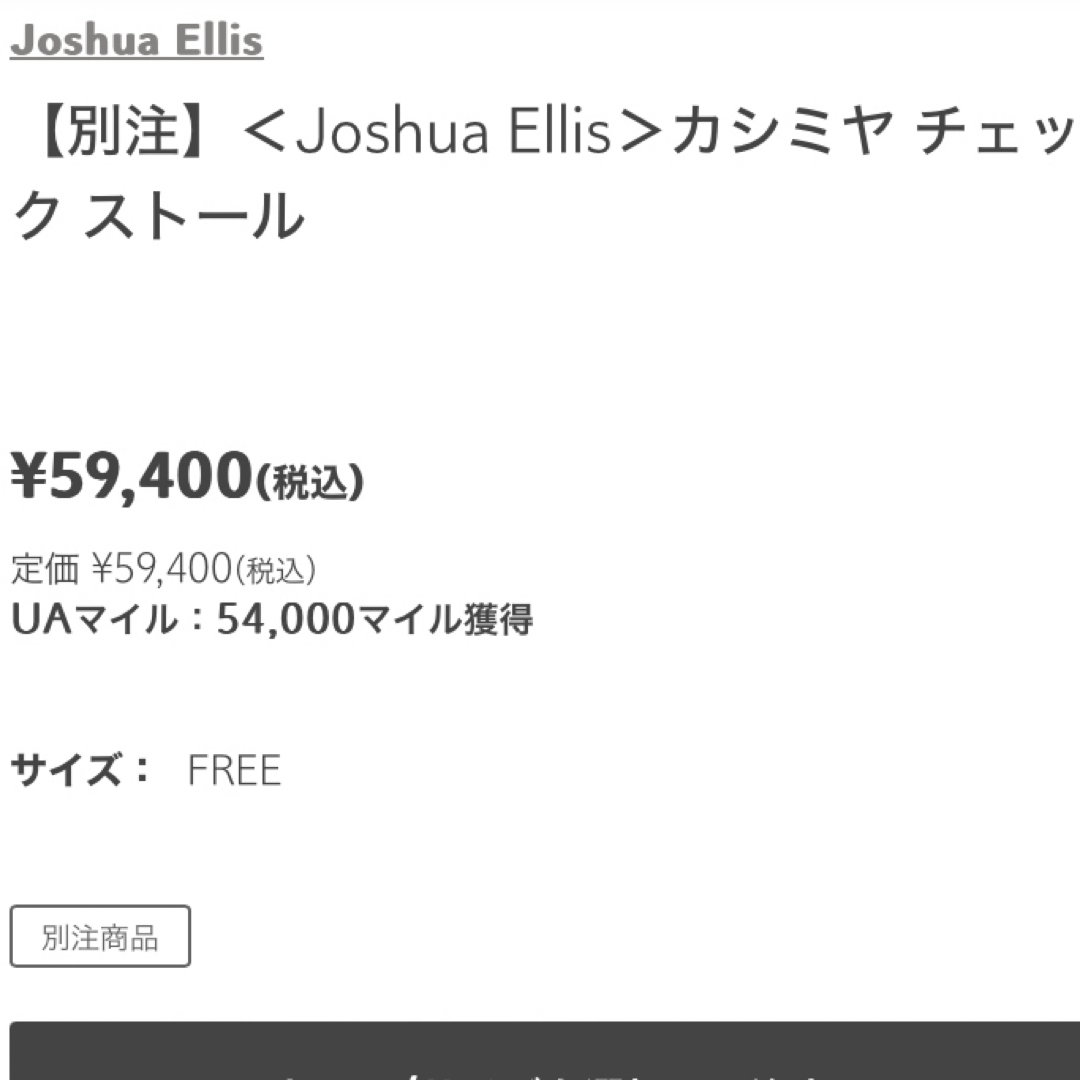 Joshua Ellis(ジョシュアエリス)の⚫️momo様専用⚫️新品未使用【ジョシュアエリス UA別注 カシミアストール】 レディースのファッション小物(ストール/パシュミナ)の商品写真