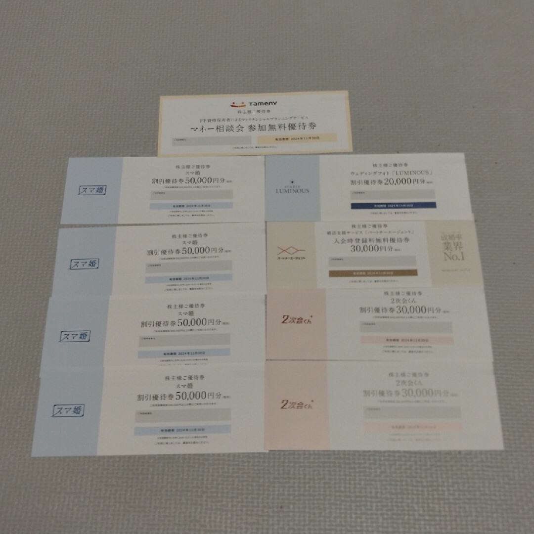 タメニー　株主優待券3セット分 チケットの優待券/割引券(その他)の商品写真