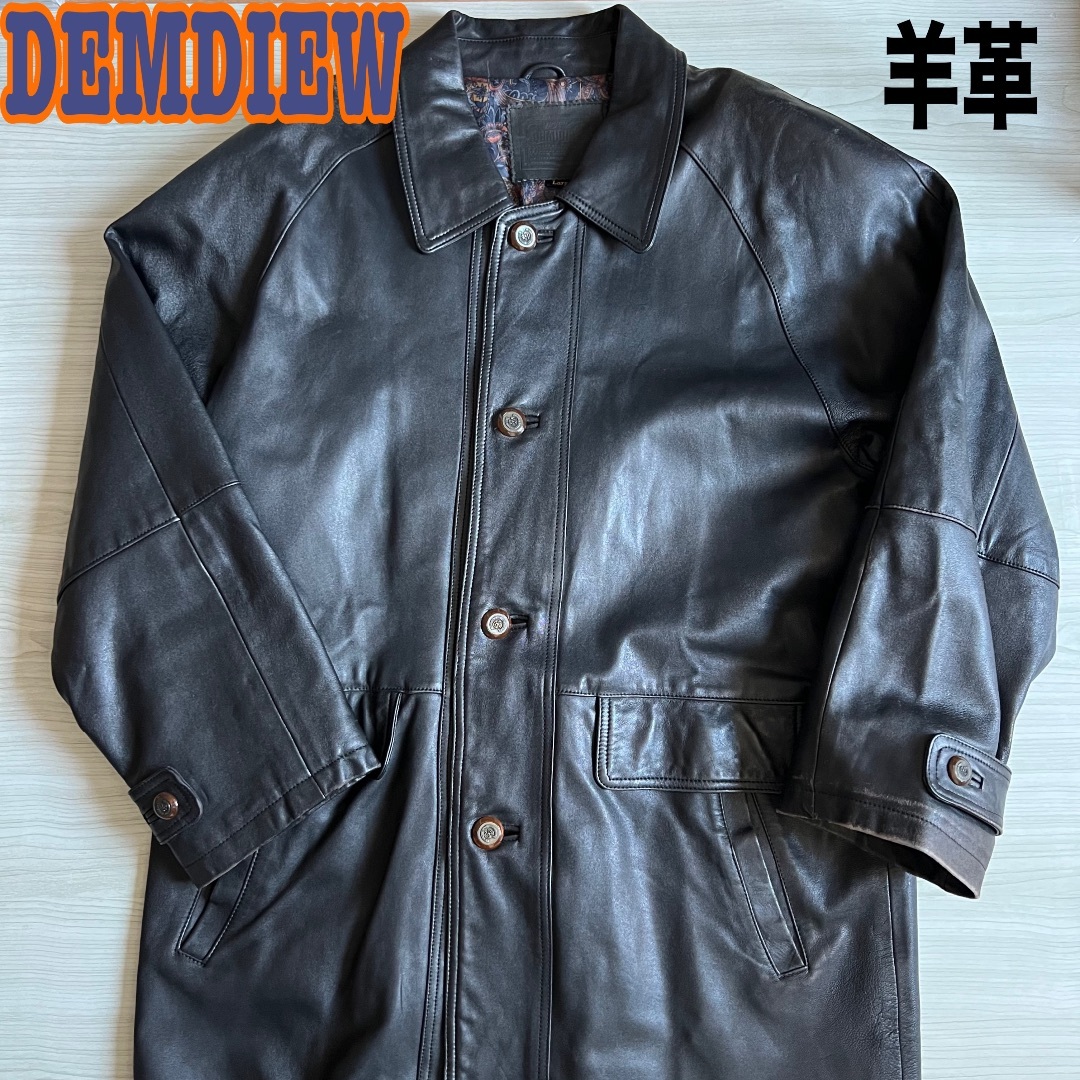 【美品】DEMDIEW レザージャケット　ブラック　L　羊革 ビンテージ メンズのジャケット/アウター(レザージャケット)の商品写真