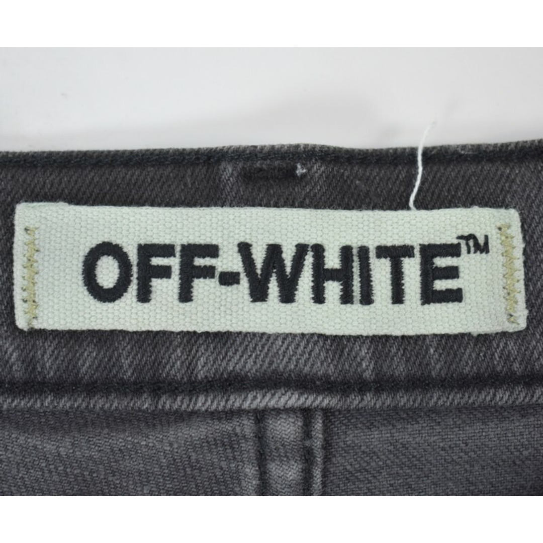 OFF-WHITE(オフホワイト)のOFF-WHITE/オフホワイト　エンブロイダードコーティングクラッシュデニム　サイズ：29　カラー：ブラック【中古】 メンズのスーツ(スラックス/スーツパンツ)の商品写真
