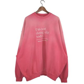 ヴェトモン(VETEMENTS)のVETEMENTS/ヴェトモン　23SS　ヴィンテージ加工スウェットトレーナー　NOT DOING SHIT TODAY SWEATSHIRT　UE63CN160P　サイズ：S　カラー：ピンク【中古】(スウェット)