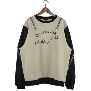 99%is/ナインティナインパーセントイズ　22AW　ジップカスタムスウェットトレーナー　We Don’t care about THE FASHION’ Cut Out Zipper Sweatshirt　サイズ：3　カラー：ベージュ/ブラック【中古】(スウェット)