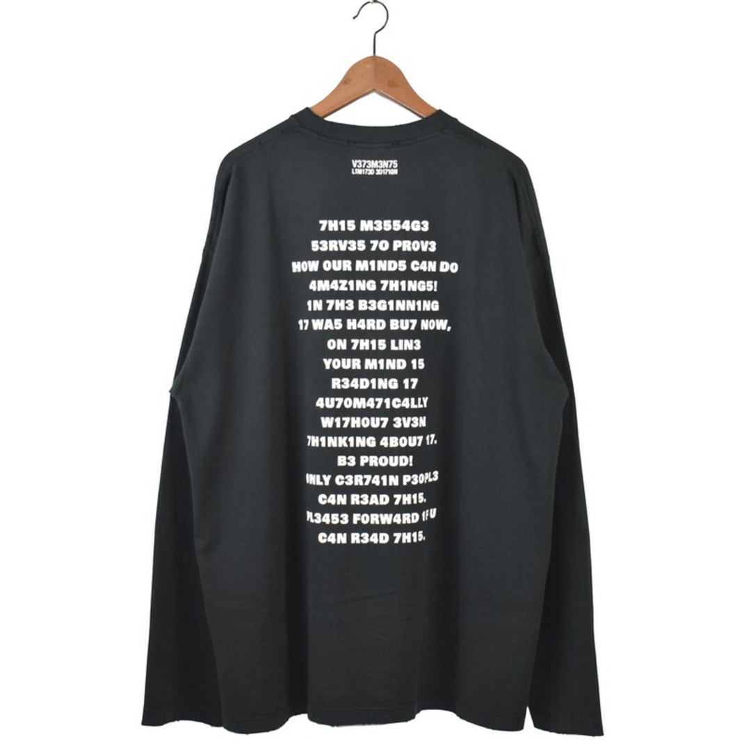 XS肩幅VETEMENTS/ヴェトモン　23SS　ロゴ刺繍ロングスリーブTシャツ　Brain power longsleeve　UE63TR385B　サイズ：XS　カラー：ブラック