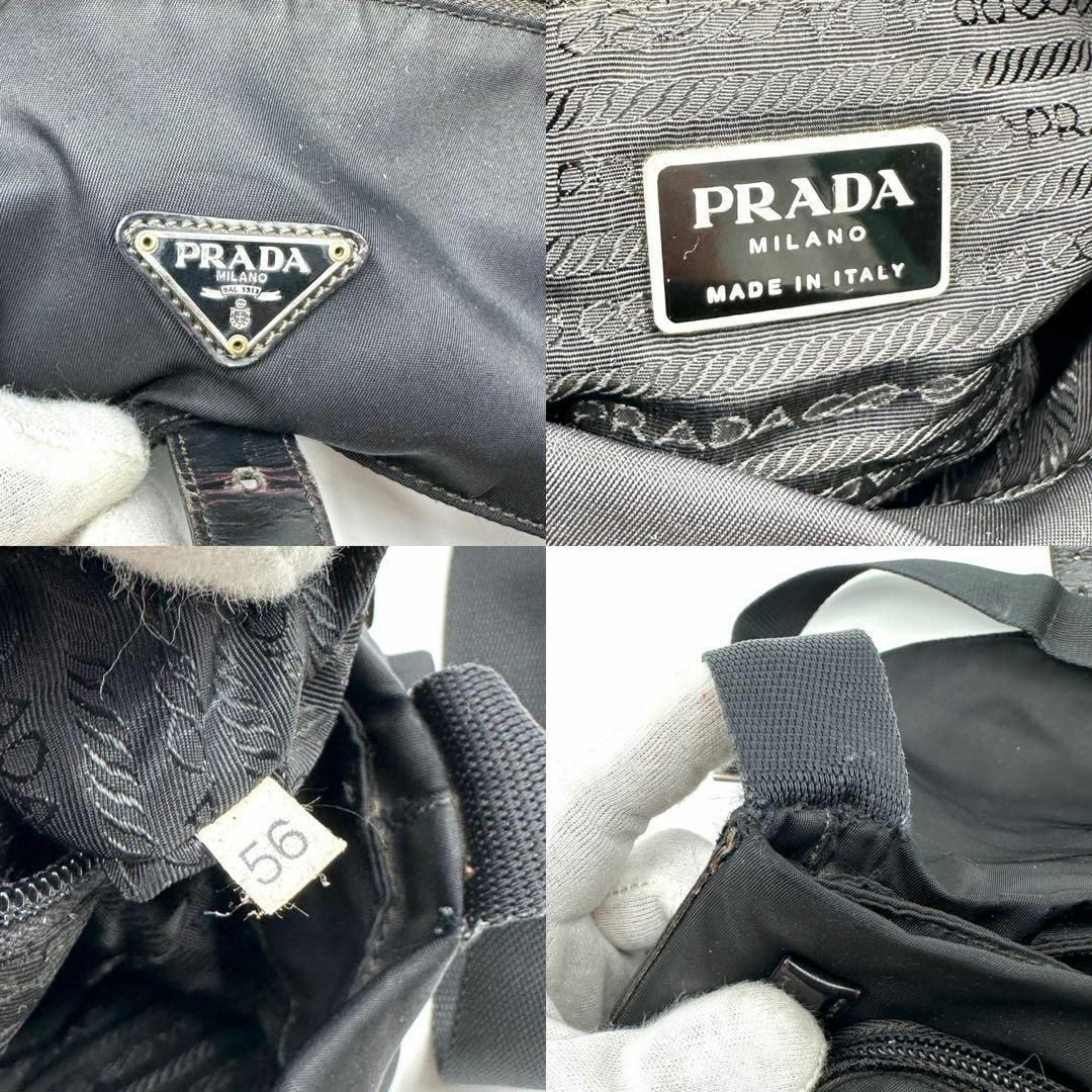 PRADA(プラダ)の格安✨PRADA ショルダーバッグ 斜め掛け フラップ 三角ロゴ 白タグ 黒 レディースのバッグ(ショルダーバッグ)の商品写真