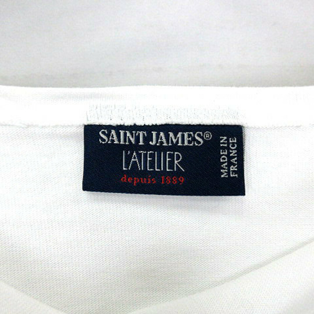 SAINT JAMES(セントジェームス)のセントジェームス  ボーダー コットン 長袖 トップス カットソー  白 紺 S レディースのトップス(カットソー(長袖/七分))の商品写真