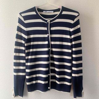 ザラ(ZARA)のzara ボーダーニットカーディガン(カーディガン)