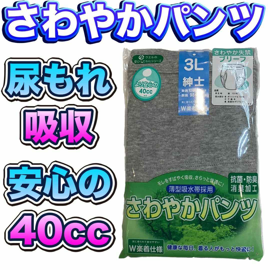 尿漏れパンツ さわやかパンツ 安心の４０cc ブリーフ ３Ｌ ki008TL メンズのアンダーウェア(その他)の商品写真