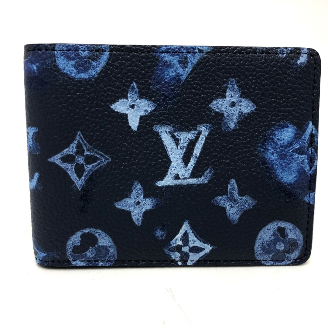 ファッション小物ルイヴィトン LOUIS VUITTON ポルトフォイユ・スレンダー M80464 モノグラム 財布 2つ折り財布 レザー ライトブルー ブルー 美品