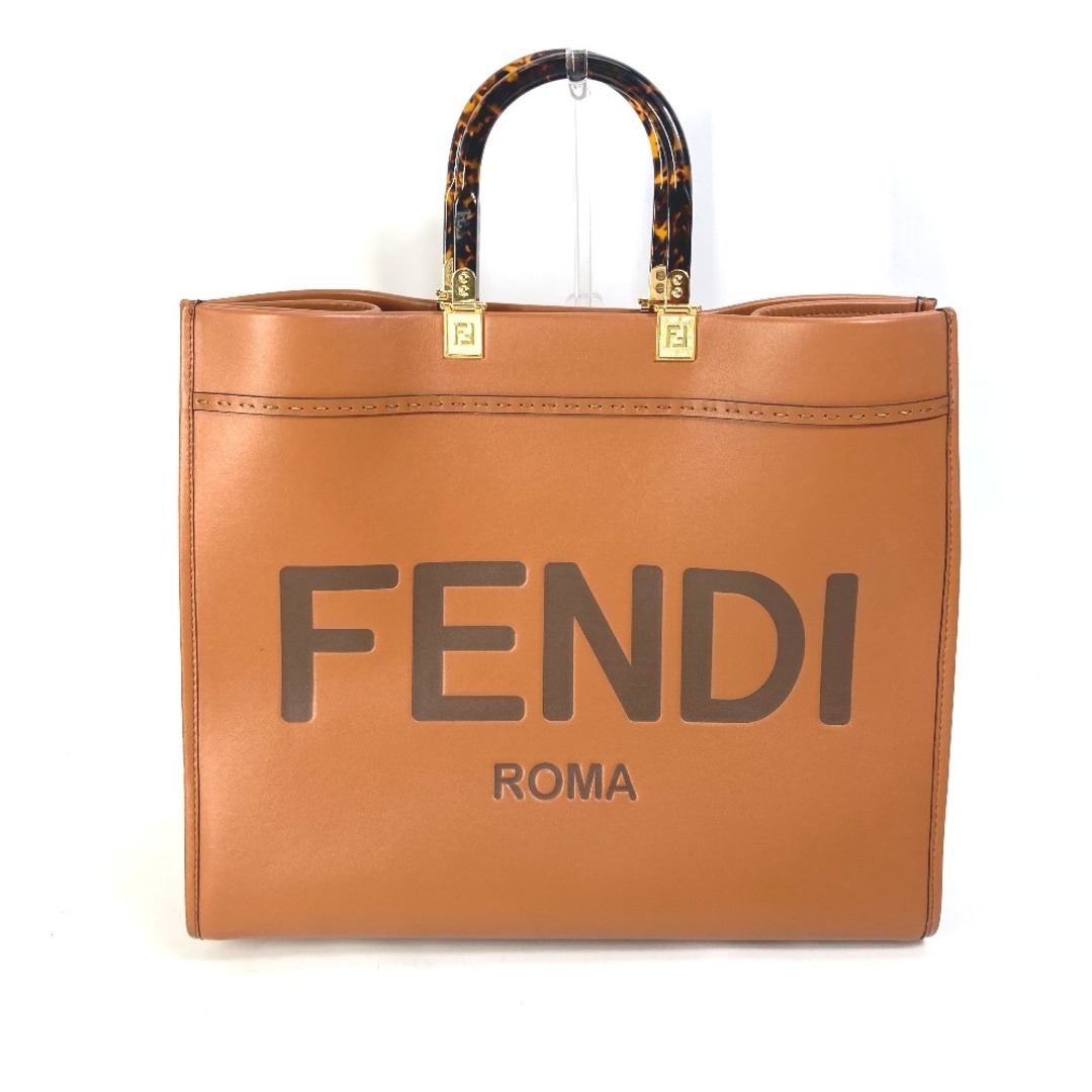 レディースフェンディ FENDI サンシャイン ラージ ロゴ 8BH372 ショルダーバッグ トートバッグ レザー ブラウン