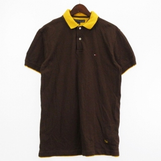 トミーヒルフィガー(TOMMY HILFIGER)のトミーヒルフィガー ポロシャツ 半袖 ロゴ 刺繍 コットン 茶 ブラウン M(ポロシャツ)
