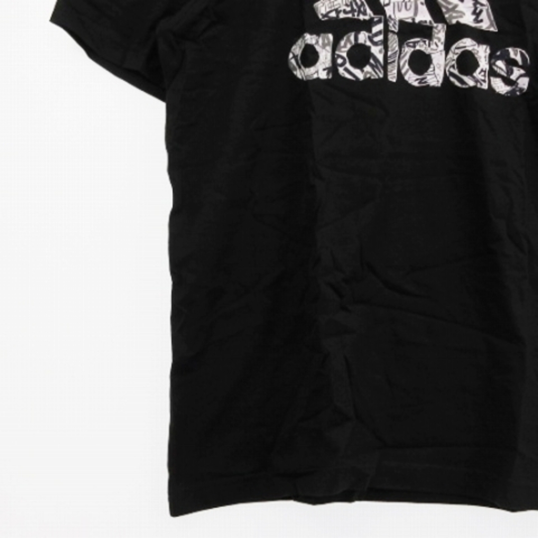 adidas(アディダス)のアディダス Tシャツ カットソー 半袖 ロゴ プリント コットン ブラック O メンズのトップス(Tシャツ/カットソー(半袖/袖なし))の商品写真