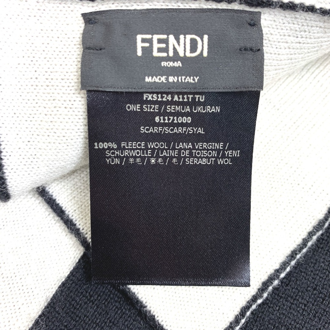フェンディ FENDI スカーフ FXS124 バイカラー ロゴ マフラー ウール ブラック×ホワイト