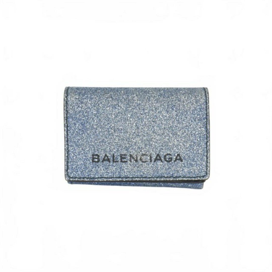 バレンシアガ BALENCIAGA グリッター コンパクトウォレット ブルー65cmマチ