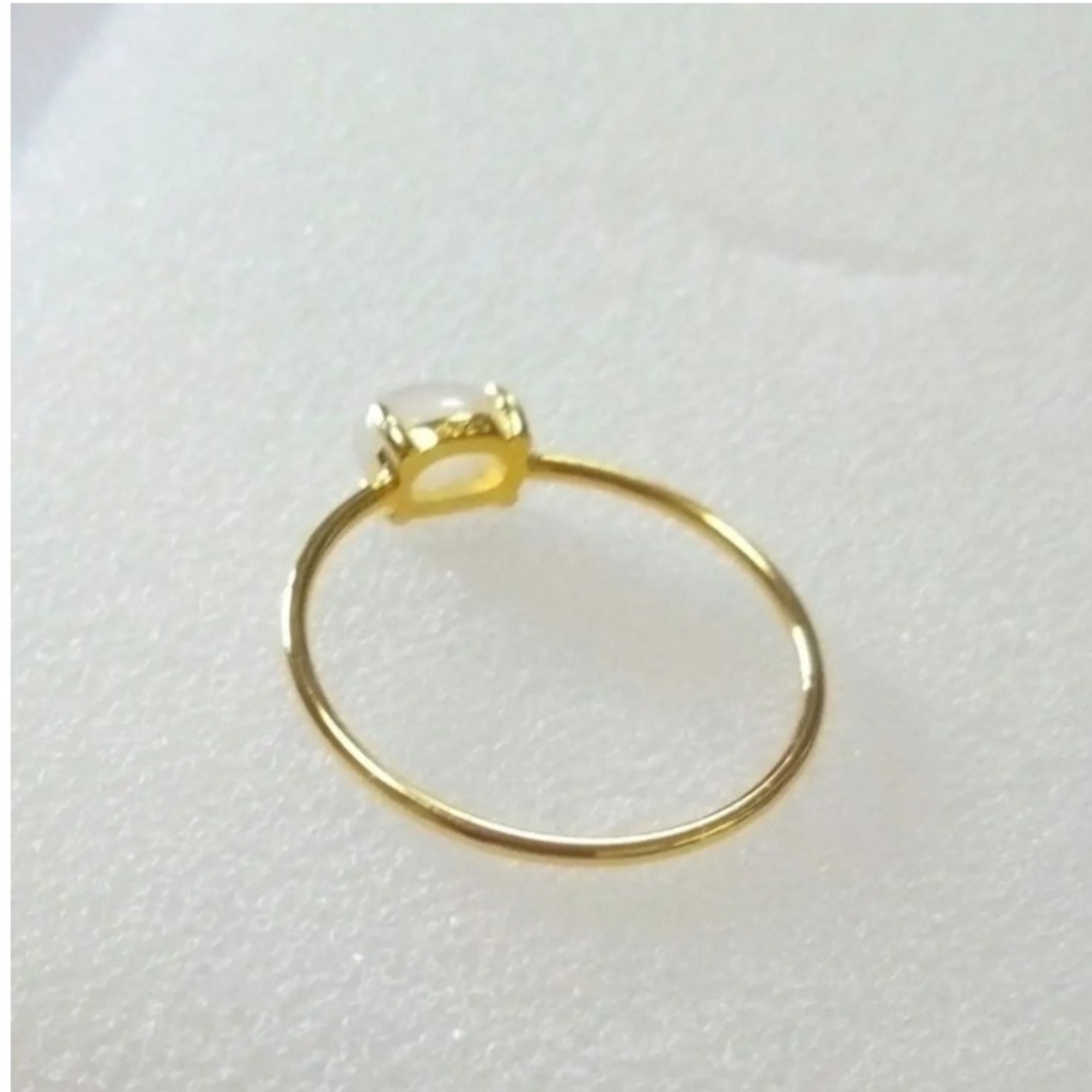 レインボームーンストーン6×4㎜ファセットカットリング指輪★ハンドメイド レディースのアクセサリー(リング(指輪))の商品写真