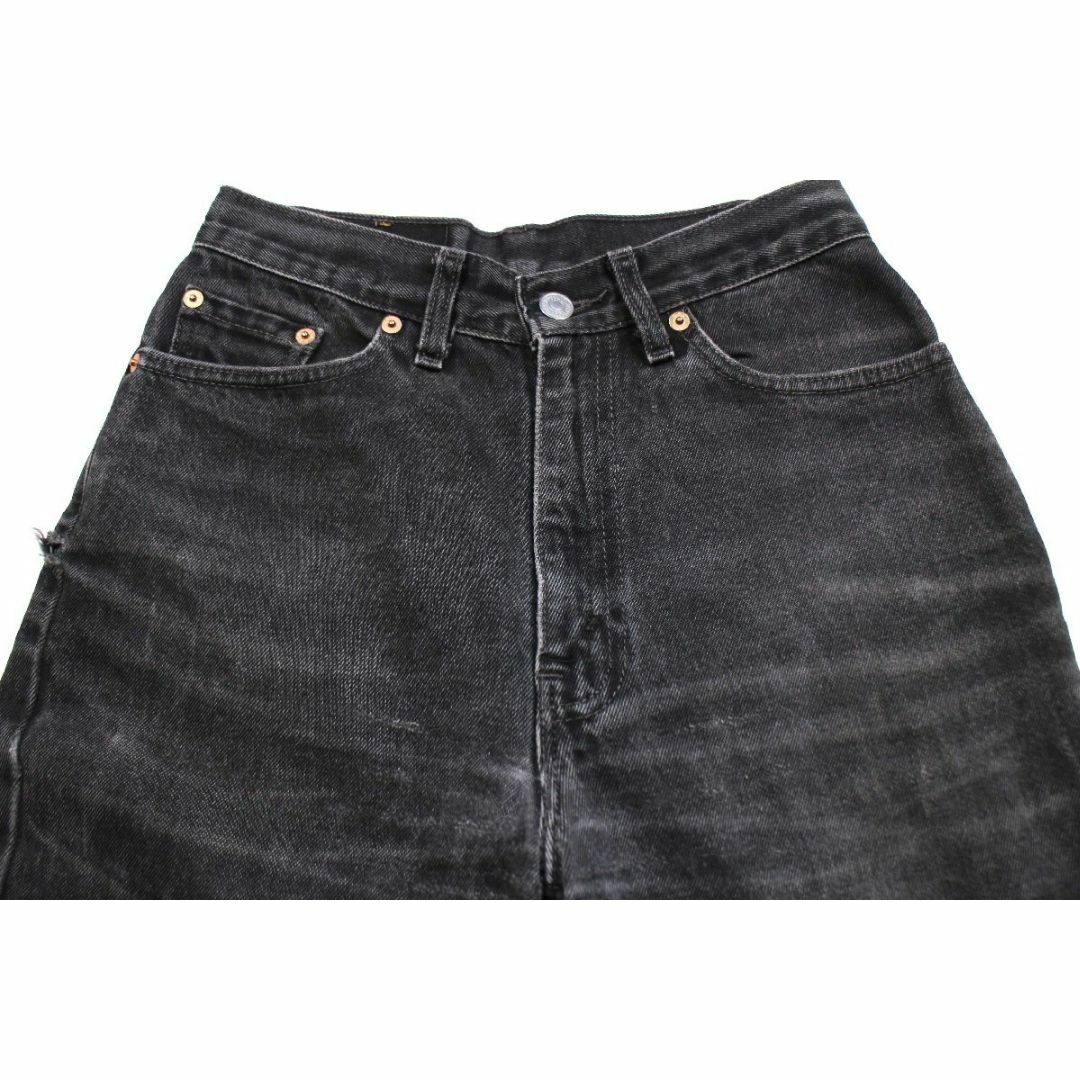 Levi's(リーバイス)の90s USA製 Levi'sリーバイス 512 Original Spin ダメージ ブラック デニムパンツ w28★SDP2467 ビンテージ ジーンズ テーパード スリム レディースのパンツ(デニム/ジーンズ)の商品写真