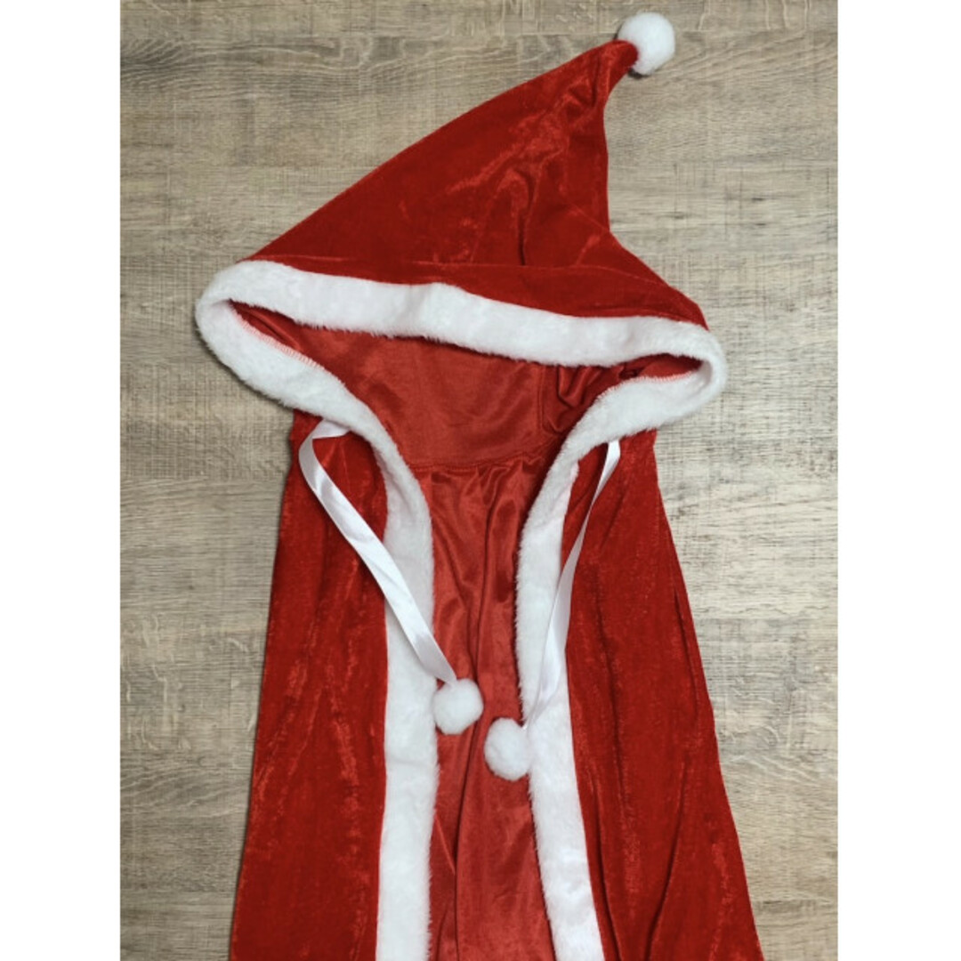 サンタクロース ポンチョ XL ロング丈 赤 マント カーディガン アウター レディースのジャケット/アウター(ポンチョ)の商品写真