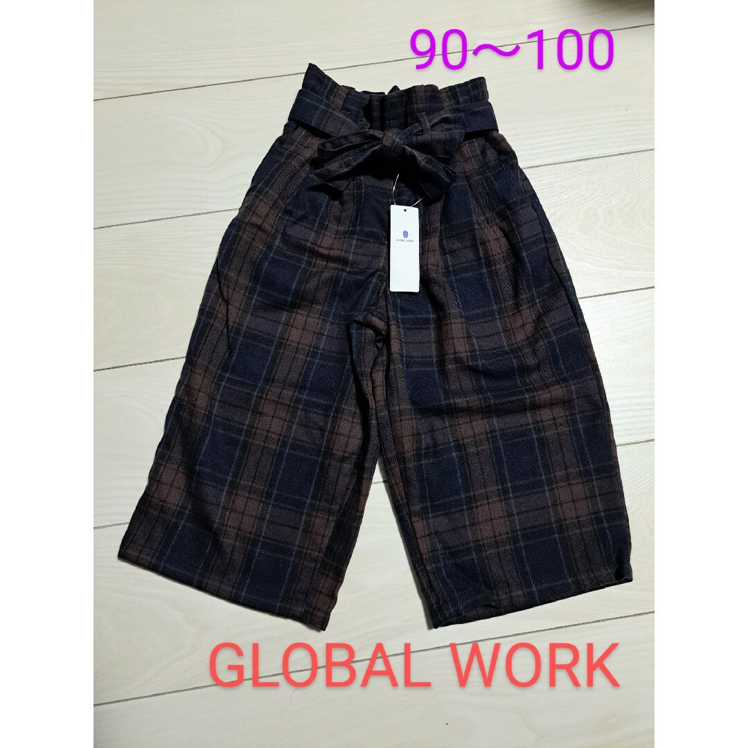 GLOBAL WORK(グローバルワーク)の【新品】グローバルワーク　ウエストリボン　チェックパンツ　女の子　90～100 キッズ/ベビー/マタニティのキッズ服女の子用(90cm~)(パンツ/スパッツ)の商品写真