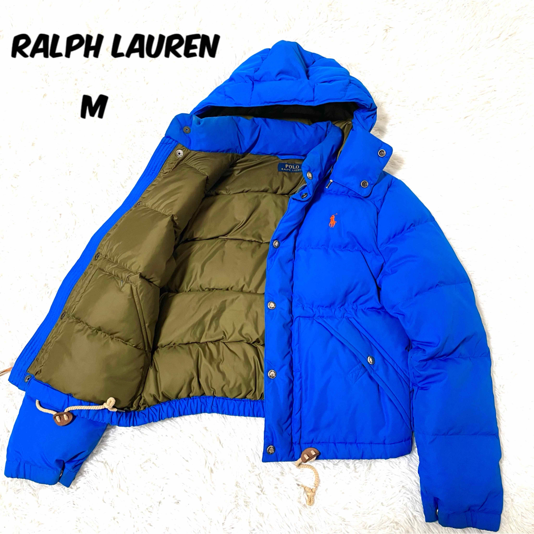 Ralph Lauren(ラルフローレン)のポロ　ラルフローレン　ポニー ブルー ダウンジャケット フード取外可 M レディースのジャケット/アウター(ダウンジャケット)の商品写真