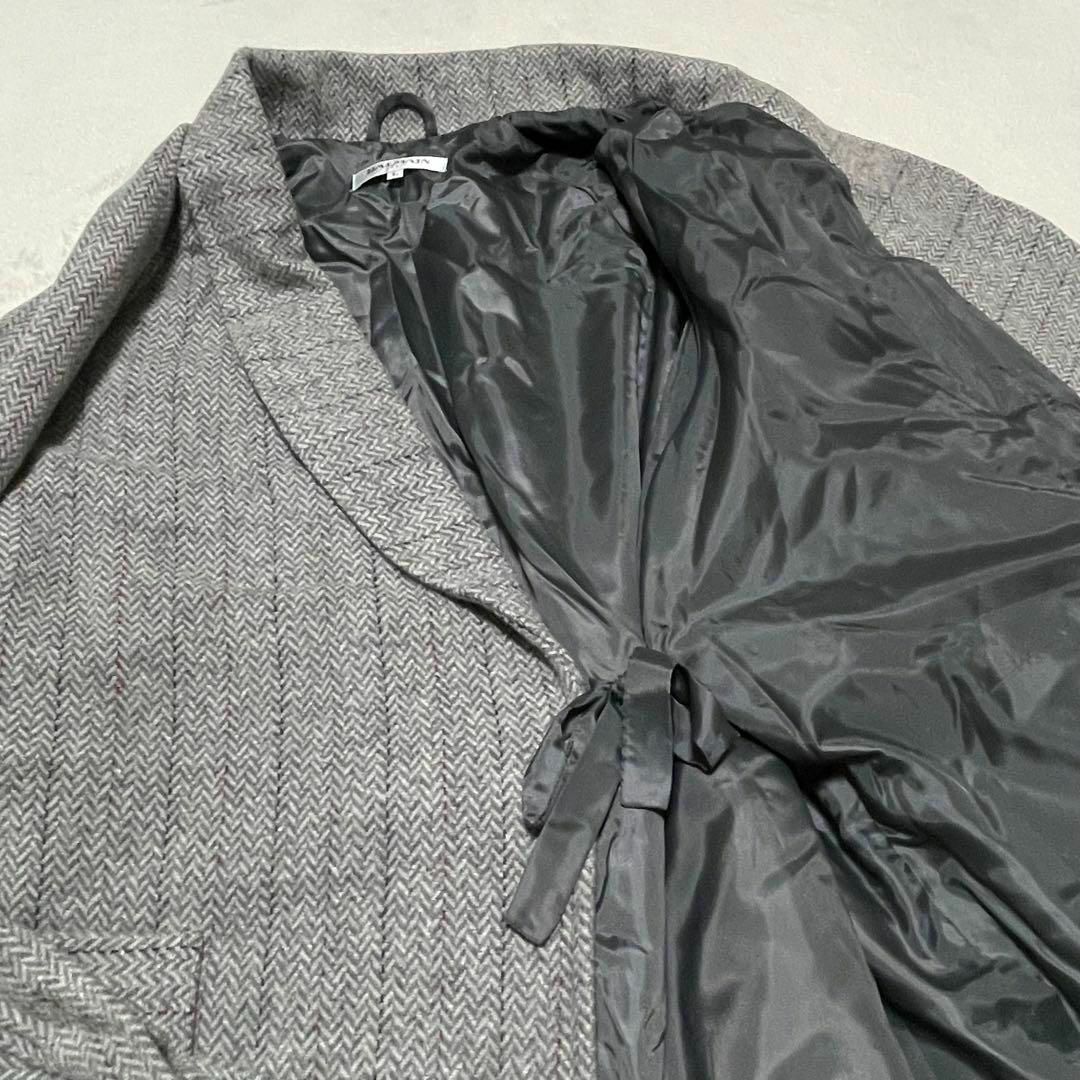 BALMAIN(バルマン)の706 希少 BALMAIN ガウンコート L ヘリンボーン ストライプ メンズのジャケット/アウター(ステンカラーコート)の商品写真