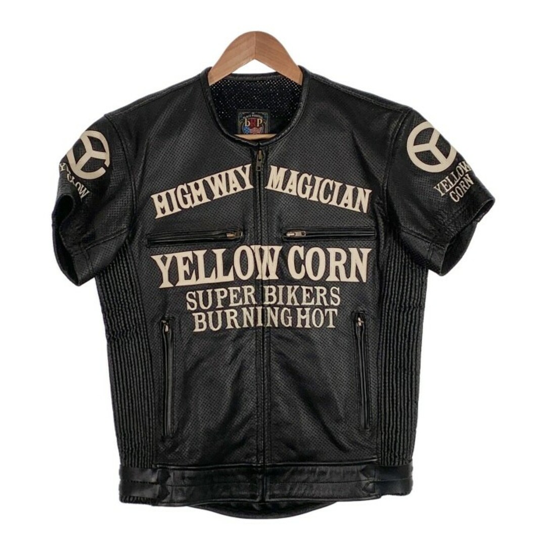 YELLOW CORN イエローコーン ショートスリーブ パンチングレザージャケット ブラック Size M 相当 メンズのジャケット/アウター(レザージャケット)の商品写真