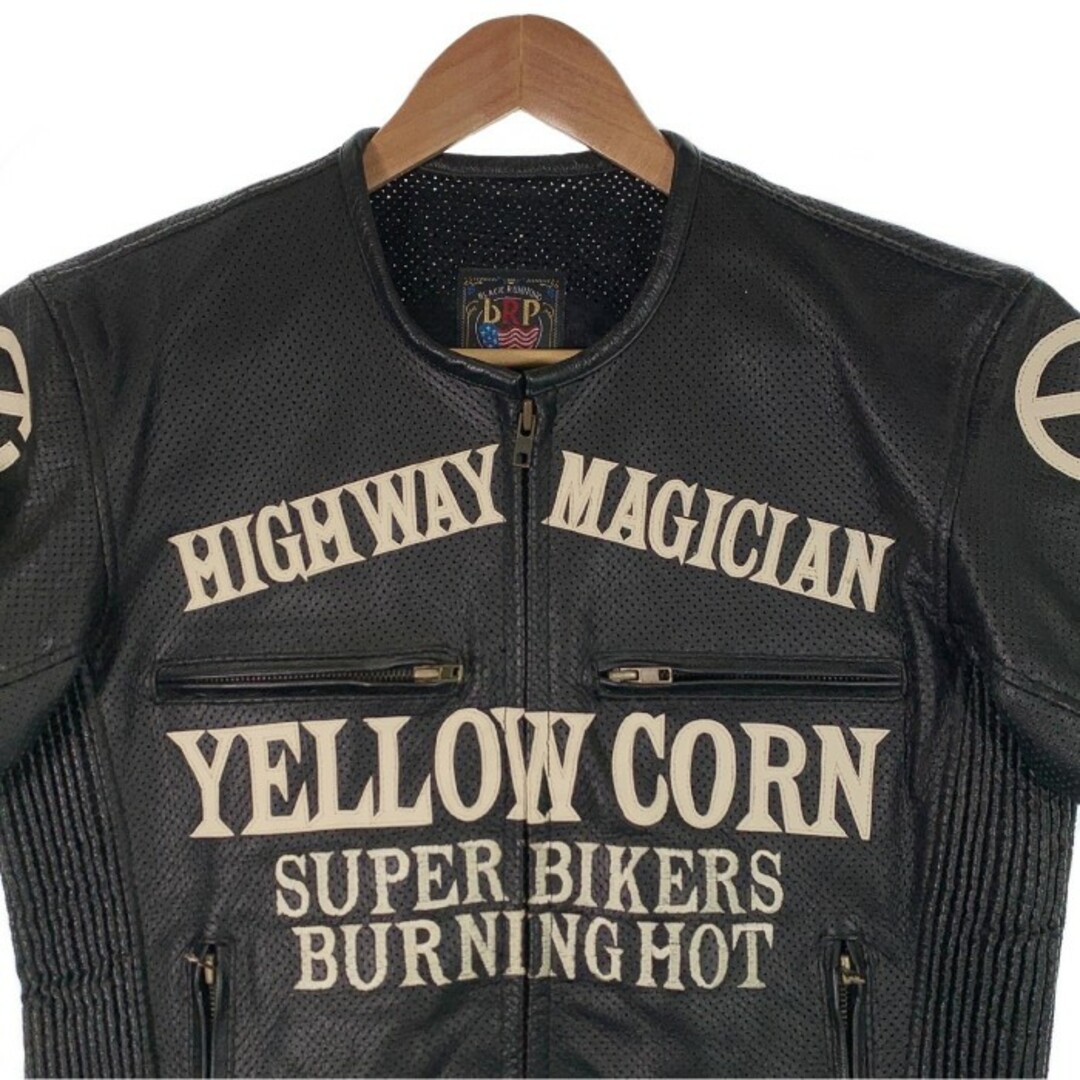 YELLOW CORN イエローコーン ショートスリーブ パンチングレザージャケット ブラック Size M 相当 メンズのジャケット/アウター(レザージャケット)の商品写真