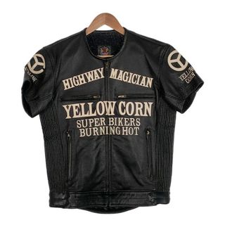 YELLOW CORN イエローコーン ショートスリーブ パンチングレザージャケット ブラック Size M 相当(レザージャケット)