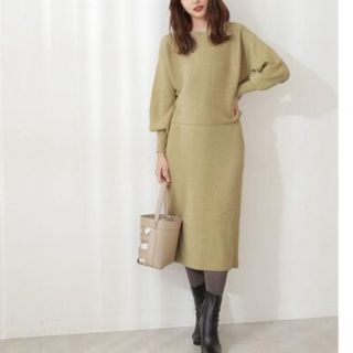 プロポーションボディドレッシング(PROPORTION BODY DRESSING)の未使用タグ付き ボリュームスリーブニットセットアップ WEB限定カラー：イエロー(ロングワンピース/マキシワンピース)