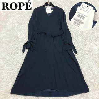 ROPE' - タグ付き♡ ロペ リボンベルト付き ロングワンピース ネイビー