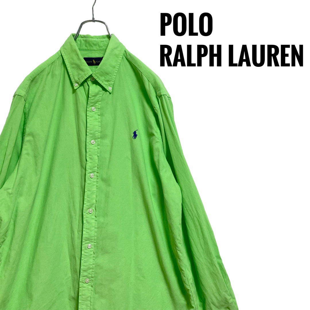 POLO RALPH LAUREN(ポロラルフローレン)の【廃盤】 ラルフローレン ボタンダウンシャツ メンズ グリーン L シャツ 古着 メンズのトップス(シャツ)の商品写真