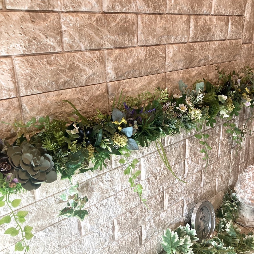 光触媒　人工観葉植物　ウォールグリーン　フェイクグリーン　壁掛け野花10816 インテリア/住まい/日用品のインテリア小物(壁掛けミラー)の商品写真