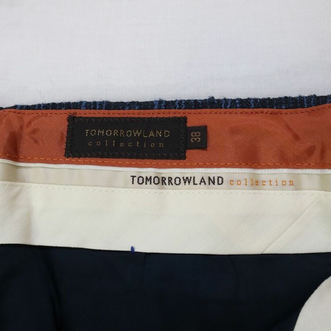 TOMORROWLAND(トゥモローランド)のトゥモローランド ツイードストレートパンツ スラックス ネイビー×ブラック 38 レディースのパンツ(カジュアルパンツ)の商品写真