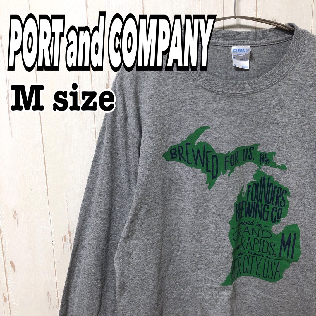 PORT and COMPANY ロンT 長袖 地図 グレー 灰色 海外古着 メンズのトップス(Tシャツ/カットソー(七分/長袖))の商品写真