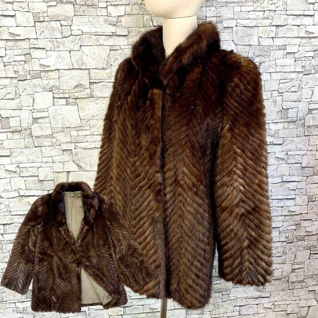 １０段階中７前後【高級】リアルファーコート 毛皮ジャケット アウター fur vintage