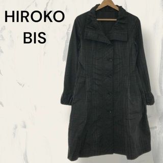 割引品 美品 HIROKO BIS 大きいサイズ L 花柄 中綿 ロングコート ...