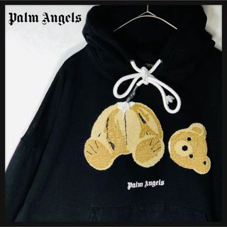 パームエンジェルス(PALM ANGELS)の【人気デザイン】パームエンジェルス ビッグロゴ ベア 刺繍 入手困難 人気カラー(パーカー)