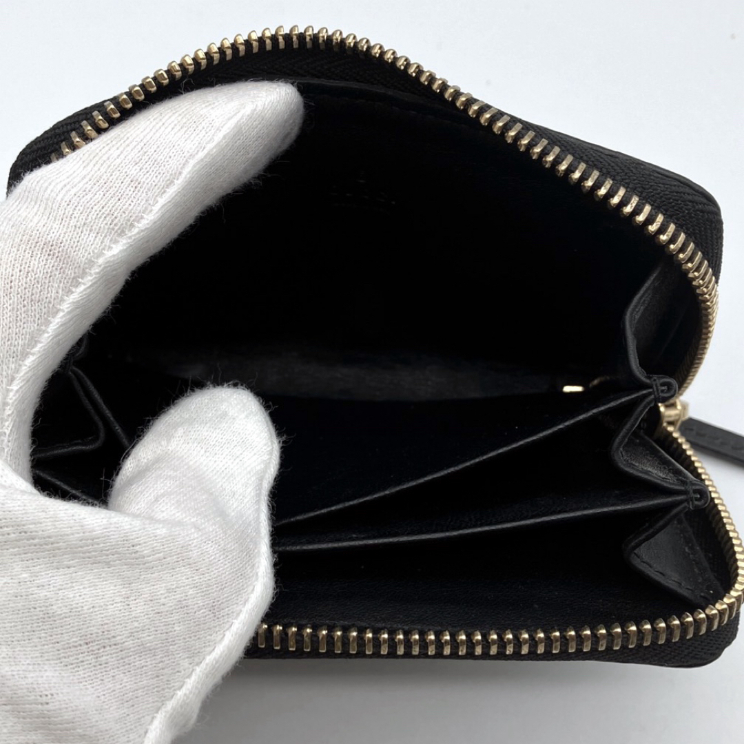美品】GUCCI グッチ 財布 コインケース 小銭入れ シマ ブラック 美品】GUCCI グッチ 財布 コインケース 小銭入れ シマ ブラック