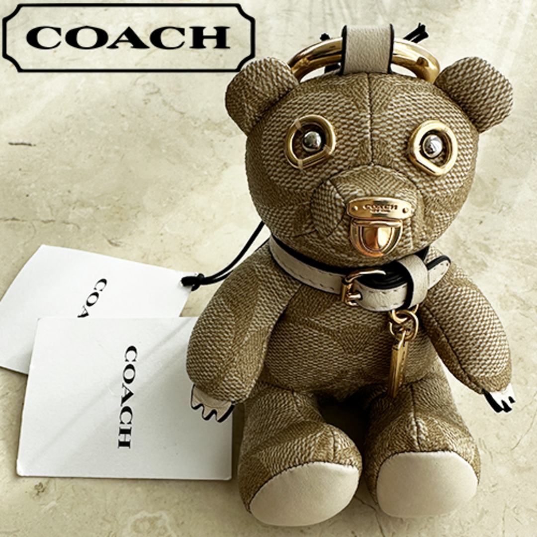 新品未使用 COACH コーチ シグネチャー テディベア バッグチャーム くま