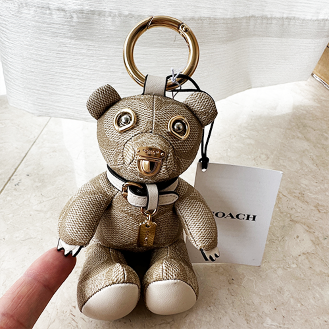 新品未使用 COACH コーチ シグネチャー テディベア バッグチャーム くま